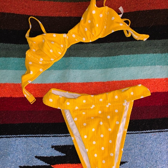 Urban Outfitters Other - high leg polka dot bikini💛medium bottom small top
